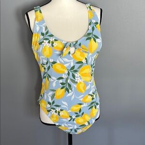 Time and Tru Lemon Print Swimsuit Size 1X Super Cute